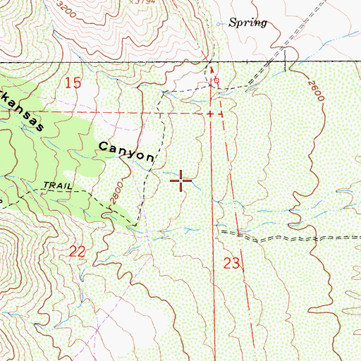 Topographic Map of Arkansas Canyon, CA