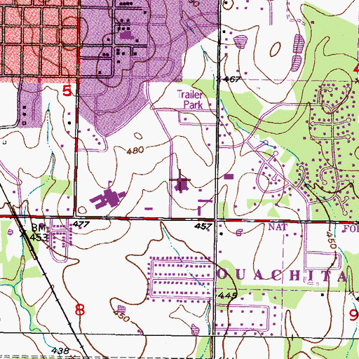 Topographic Map of Mc Curtain Memorial Hospital, OK
