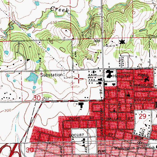 Topographic Map of Medical Center of Southeastern Oklahoma, OK