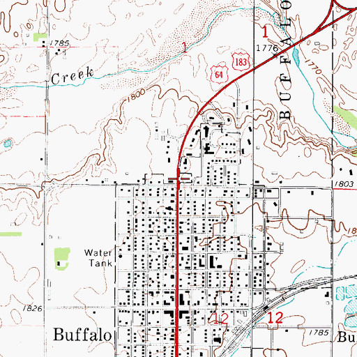 Topographic Map of Harper County Community Hospital, OK