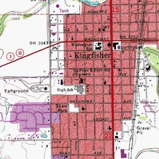 Topographic Map of Kingfisher Regional Hospital, OK