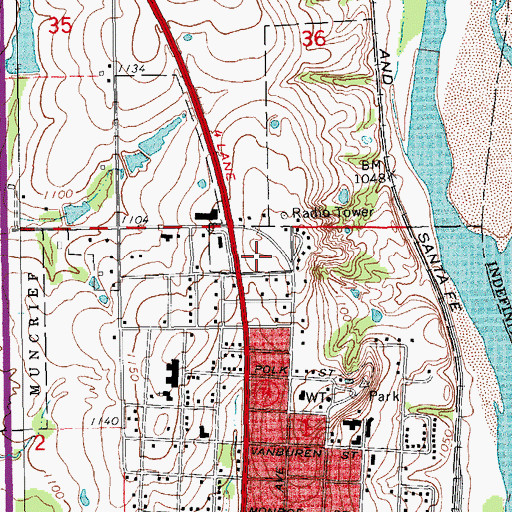 Topographic Map of Purcell Municipal Hospital, OK
