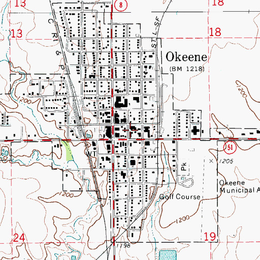Topographic Map of Okeene Municipal Hospital, OK