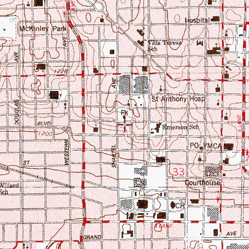 Topographic Map of Valir Rehabilitation Hospital, OK