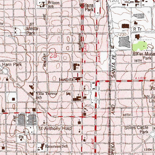 Topographic Map of Kindred Hospital Oklahoma City, OK