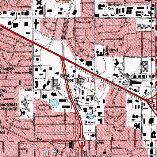 Topographic Map of Integris Baptist Medical Center, OK