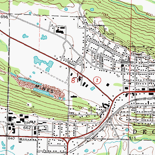 Topographic Map of Latimer County General Hospital, OK