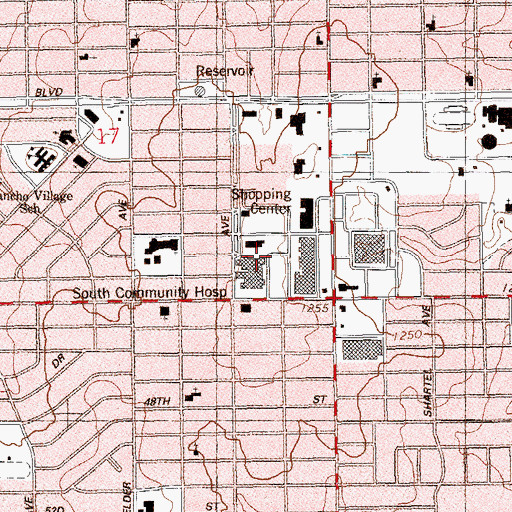 Topographic Map of Integris Southwest Medical Center, OK