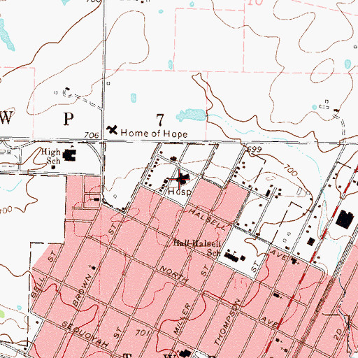 Topographic Map of Saint Francis Hospital - Vinita, OK