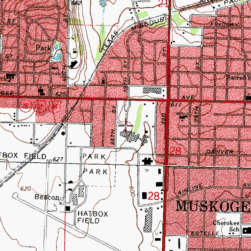 Topographic Map of Muskogee Regional Medical Center, OK