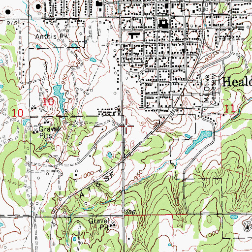 Topographic Map of Healdton Municipal Hospital, OK