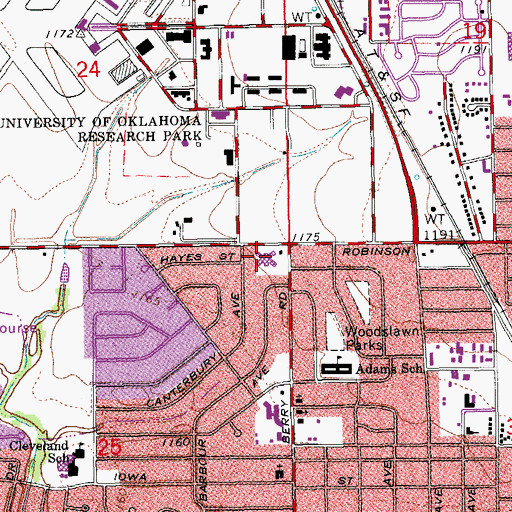 Topographic Map of Norman Specialty Hospital, OK