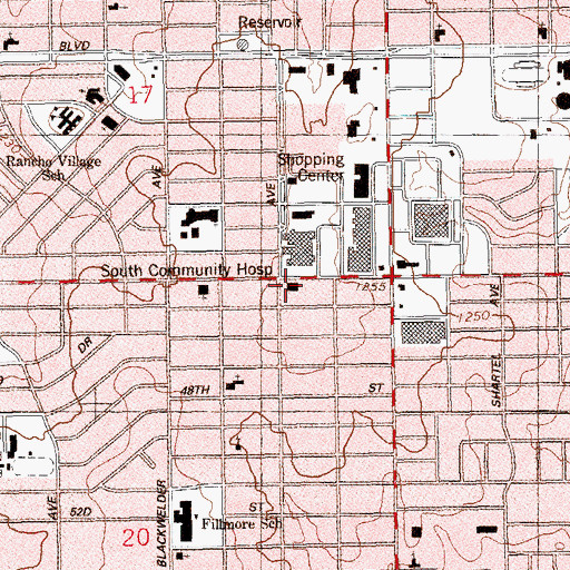 Topographic Map of One Core Health Specialty Hospital, OK