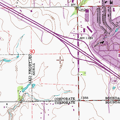 Topographic Map of Integris Canadian Valley Hospital, OK