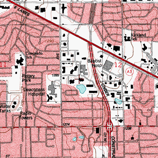 Topographic Map of Select Specialty Hospital Oklahoma City, OK