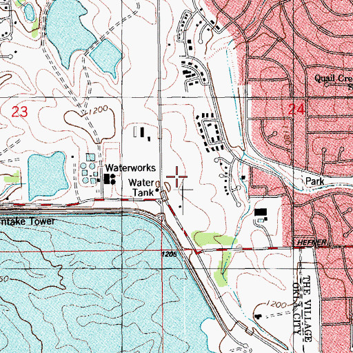 Topographic Map of Lakeside Womens Hospital, OK