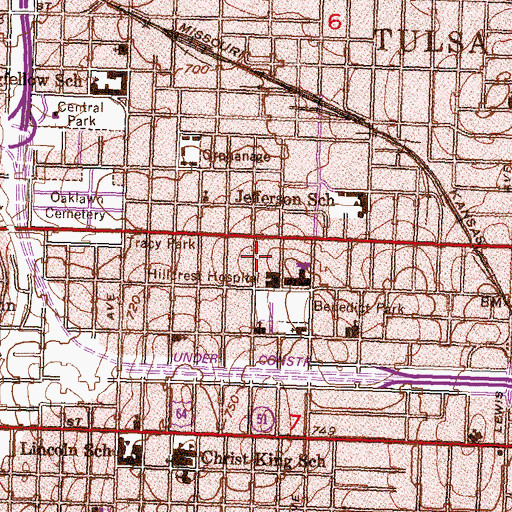Topographic Map of Select Specialty Hospital - Tulsa, OK