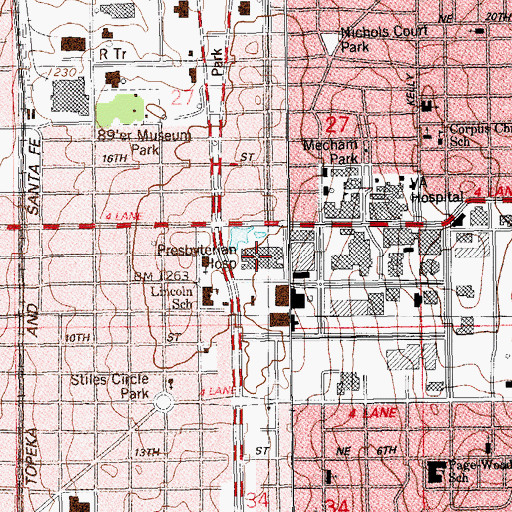 Topographic Map of Oklahoma University Medical Center, OK