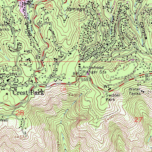 Topographic Map of Arrowhead Ranger Station, CA