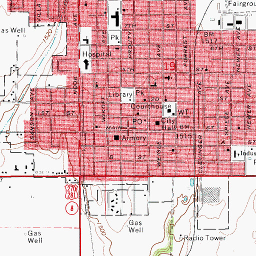 Topographic Map of USPHS Watonga Health Center, OK