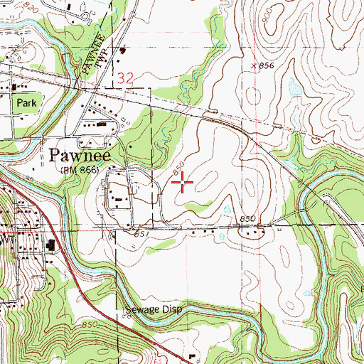 Topographic Map of Pawnee Health Center, OK