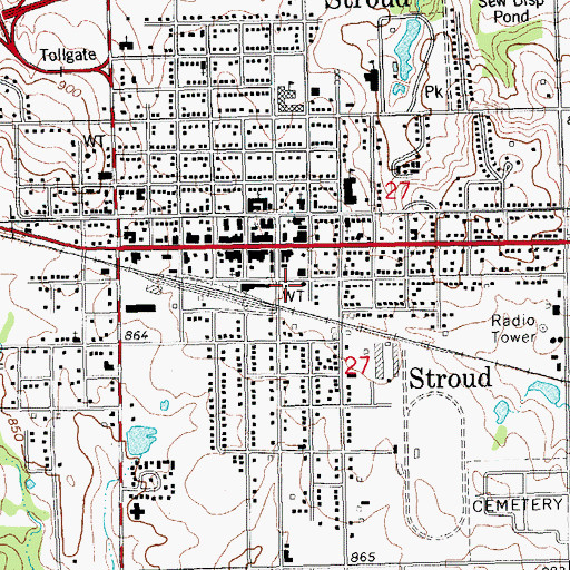Topographic Map of Mercy Regional Ambulance Squad, OK