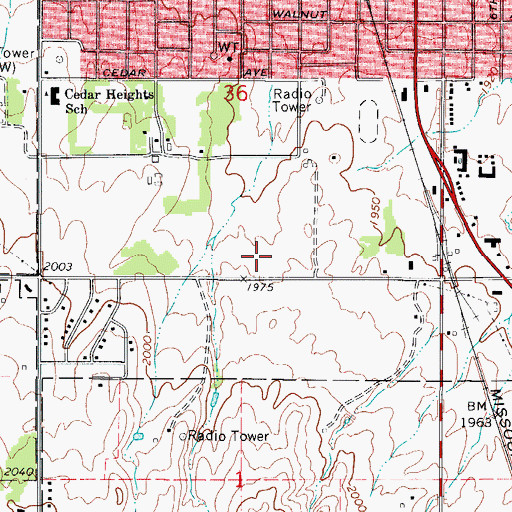 Topographic Map of Woodward County Emergency Medical Services, OK