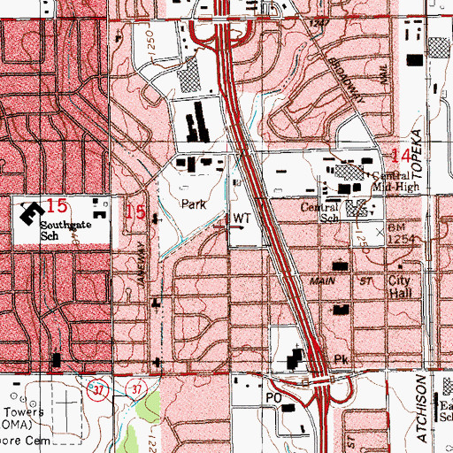 Topographic Map of Midwest Regional Emergency Medical Services Moore, OK