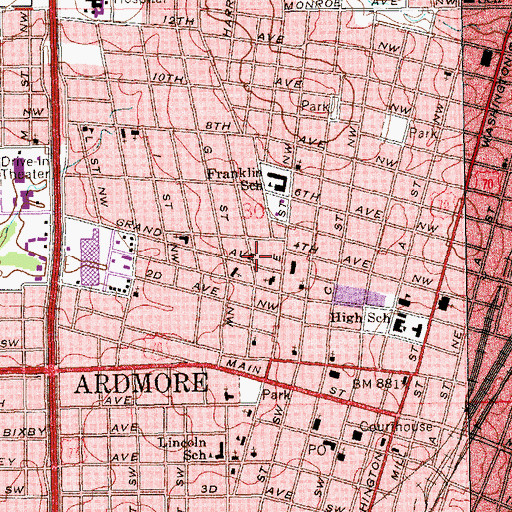 Topographic Map of Southern Oklahoma Ambulance Service, OK