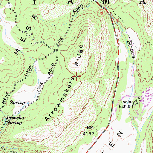 Topographic Map of Arrowmakers Ridge, CA