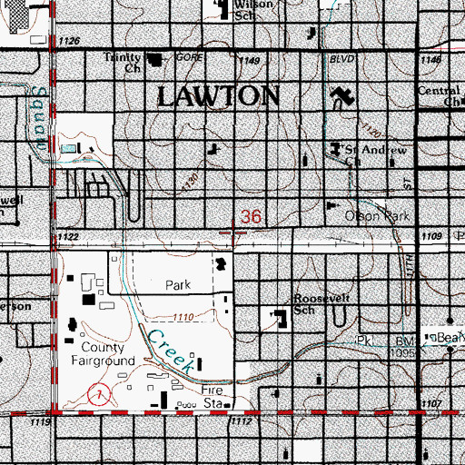 Topographic Map of Kirk's EMS, OK