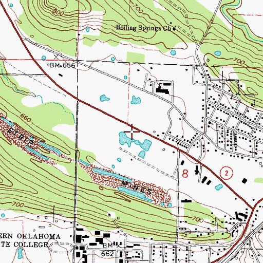 Topographic Map of Southwest Emergency Medical Services Wilburton Substation, OK