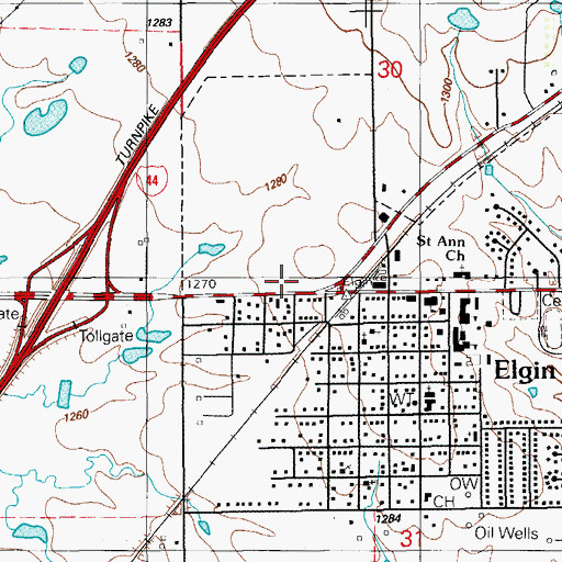 Topographic Map of Comanche County Memorial Hospital Ambulance Service - Elgin, OK