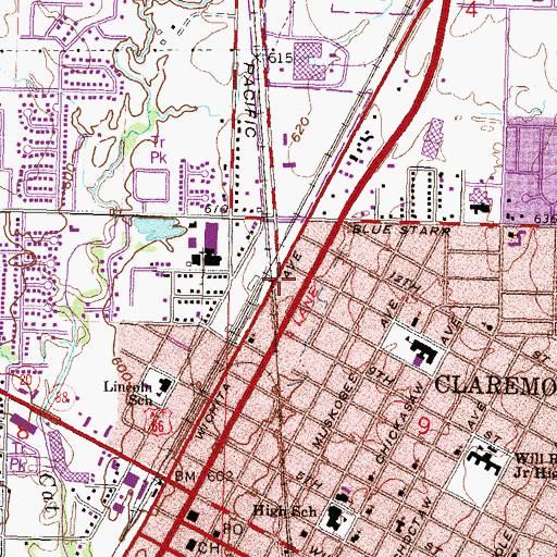 Topographic Map of Pafford Emergency Medical Services Claremore Station, OK