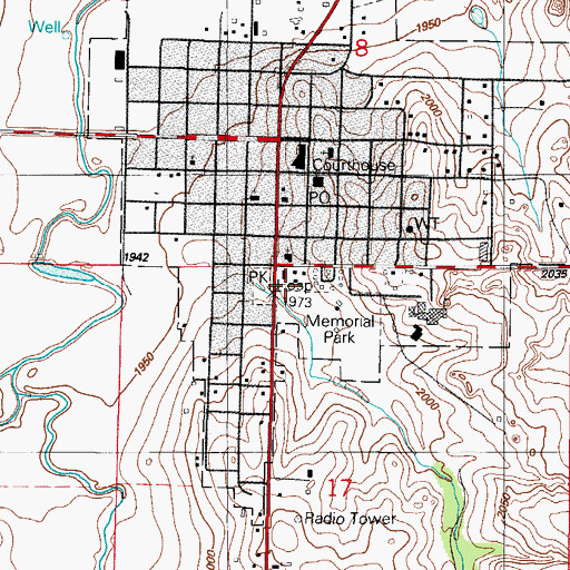 Topographic Map of Roger Mills County Ambulance Service Cheyenne, OK