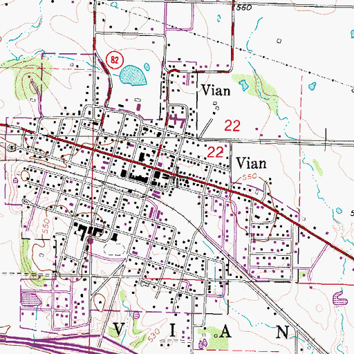 Topographic Map of Pafford Emergency Medical Services Vian Substation, OK