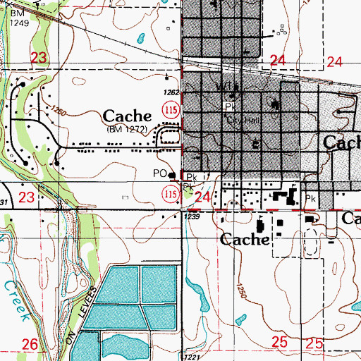 Topographic Map of Cache Ambulance Service, OK
