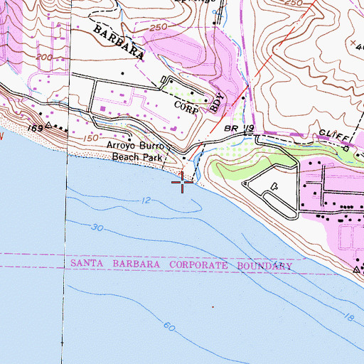 Topographic Map of Arroyo Burro, CA