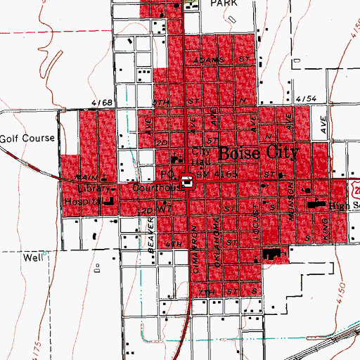 Topographic Map of Cimarron County Emergency Medical Services, OK