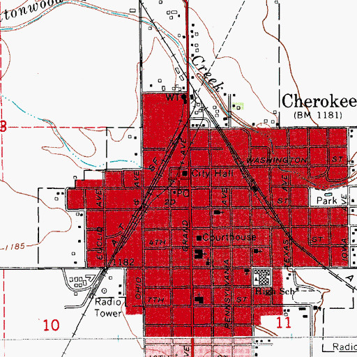 Topographic Map of Alfalfa County Emergency Medical Services, OK