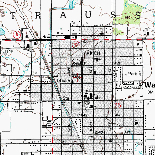 Topographic Map of Walters Volunteer Ambulance Service, OK