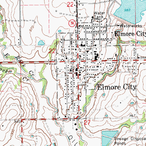 Topographic Map of Elmore City Emergency Medical Services, OK