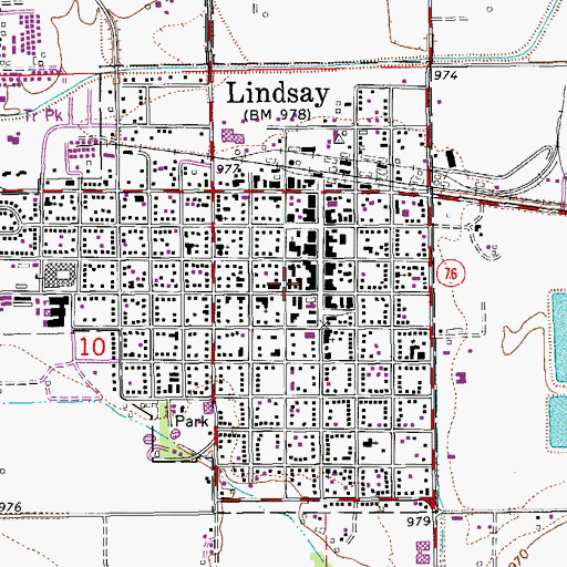 Topographic Map of Lindsay Emergency Medical Services, OK