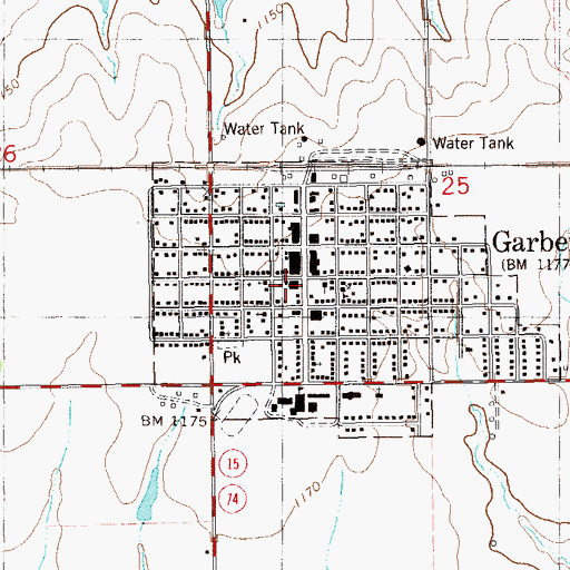 Topographic Map of Garber Emergency Medical Services, OK