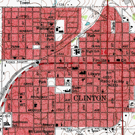 Topographic Map of Sinor Emergency Medical Services Clinton Headquarters, OK