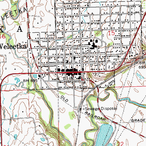 Topographic Map of Weleetka Graham Emergency Medical Services, OK
