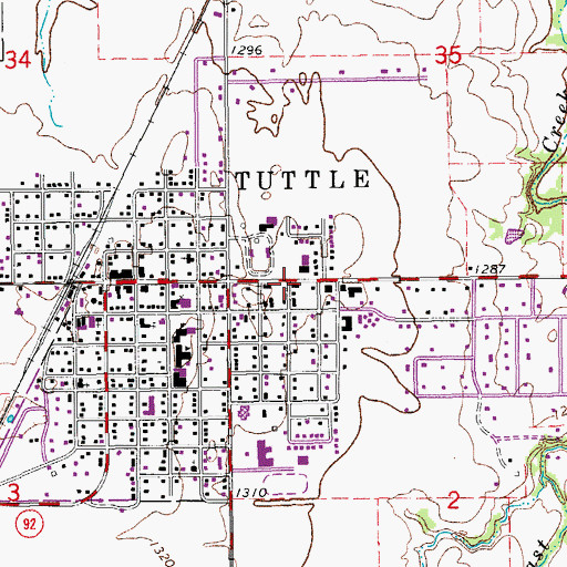 Topographic Map of Tuttle Emergency Medical Services, OK