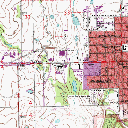 Topographic Map of Murray County Emergency Medical Services Station 1, OK