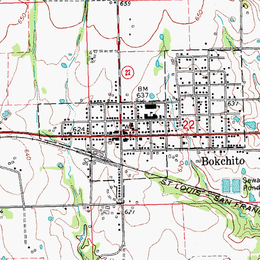Topographic Map of Eastern Bryan County Ambulance Service, OK
