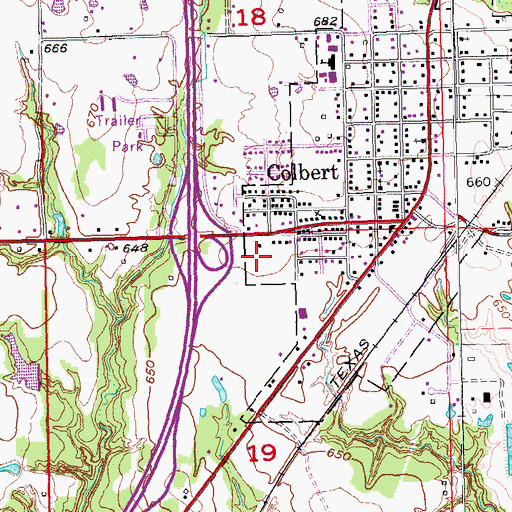 Topographic Map of Colbert Emergency Medical Services, OK
